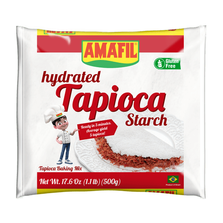 Amafil Hydrated Manioc Starch 17.64 oz | Pack of 3 | Massa Hidratada para Tapioca