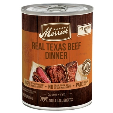 Merrick Grain Free Wet Dog Food for Adults, Grain Free Real Texas Beef, 12.7 oz Cans (12 Pack)