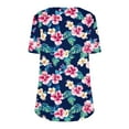 thumbnail image 4 of bnaln Womens Tops Dressy Casual Shirts Short Sleeve Front Pleated T-Shirts Fashion Trendy Summer Blouses Fashion Boho Floral Print Crewneck Tunic Shirt Loose Pullover Going Out Tops, 4 of 5