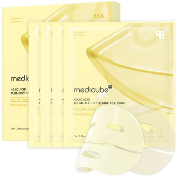 Medicube Kojic Acid Turmeric Gold Jelly Gel Mask | Overnight Face Mask For Glass Glow Skin- Elasticity Hydrating Firming And Moisturizing | Korean Skincare 28G X 4Ea