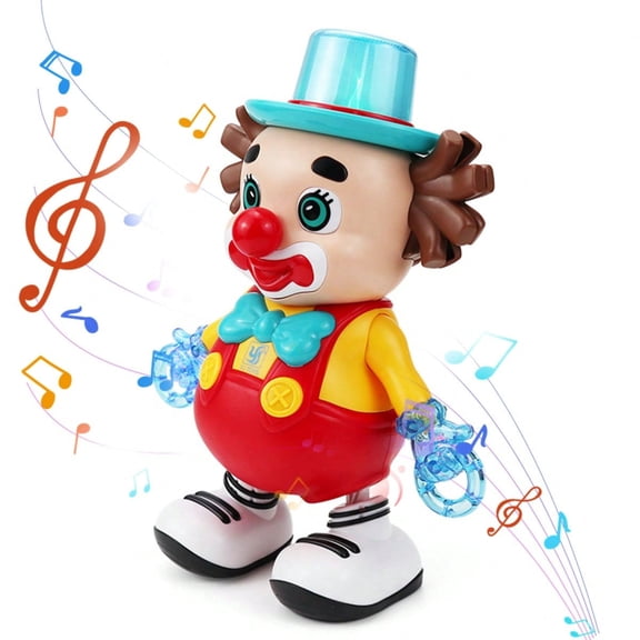 Dancing Clown Toy Doll with Light & Music, Left Right Swing Interactive Fidget Tummy Time Baby Toy, Christmas Birthday Halloween Gift for Infant Toddler Boys Girls