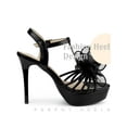thumbnail image 3 of BLISSFUL STEP Platform Heeled T Strap Mesh Slingback Stiletto High Heel Sandals for Women Black 9, 3 of 6