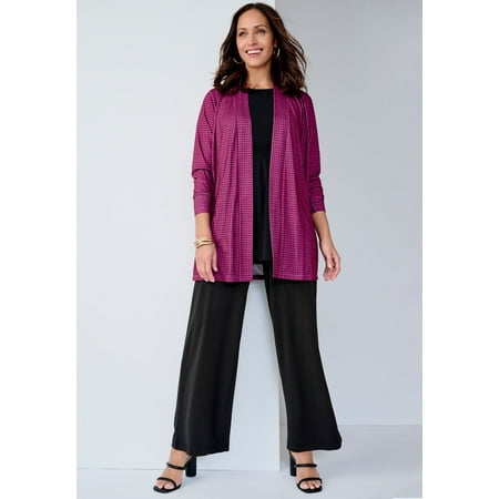 Jessica London Women's Plus Size Stretch Knit Open Front Knit Topper