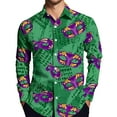 thumbnail image 5 of Fgvctg Mardi Gras Button Up Shirt Men Carnival Party Long Sleeve Cotton Button Down Blouse Collared Oversized Mask Print Shirt Fashion Business Casual Tops Turquoise XL, 5 of 5