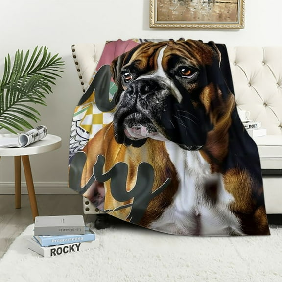 Boxer Dog Blanket Cute Puppy Throw Blanket Super Soft Flannel Throw Blanket Lightweight Fluffy Plush Fuzzy Bed Blanket for Cute Pet "