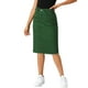 thumbnail image 1 of Faldas de mezclilla de cintura alta para mujer INSPIRE CHIC, con dobladillo sin terminar, a la altura de la rodilla, color verde, talla XS, 1 of 6