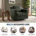 thumbnail image 6 of COOLHUT Swivel Accent Chair, Linen Fabric Modern Upholstered Armchair with Plump Back Pillow, Comfort Barrel Reading Chair for Living Room Bedroom, Green, 6 of 11