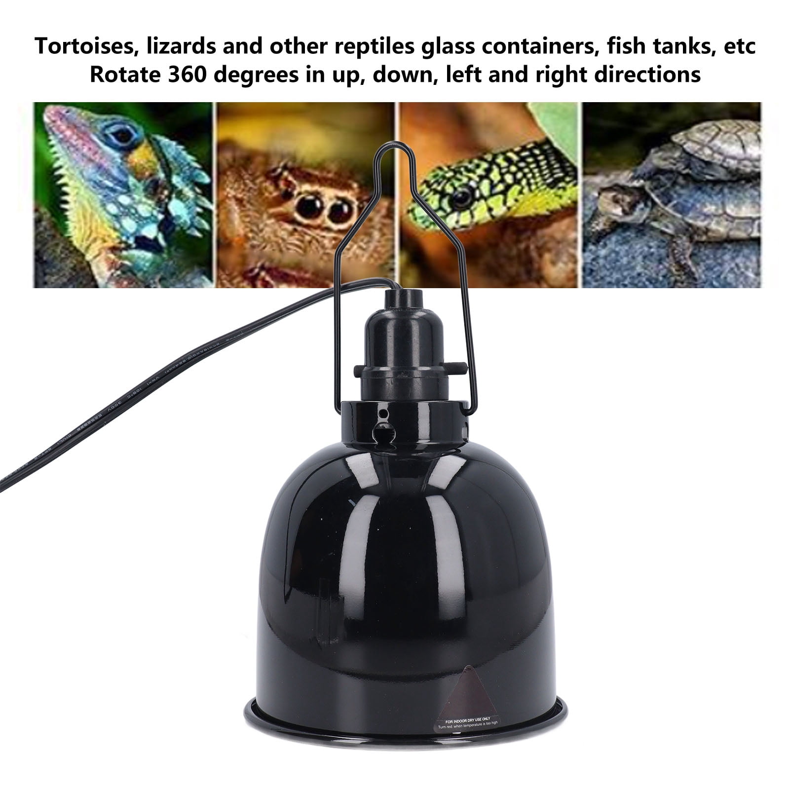 M Buder Reptile Heat Lamp Fixture Deep Dome Aluminum 250W E27 Socket Light Holder for Turtles Lizards Snakes Terrarium Basking Heating Element US Plug 110V (Bulb Not Included)
