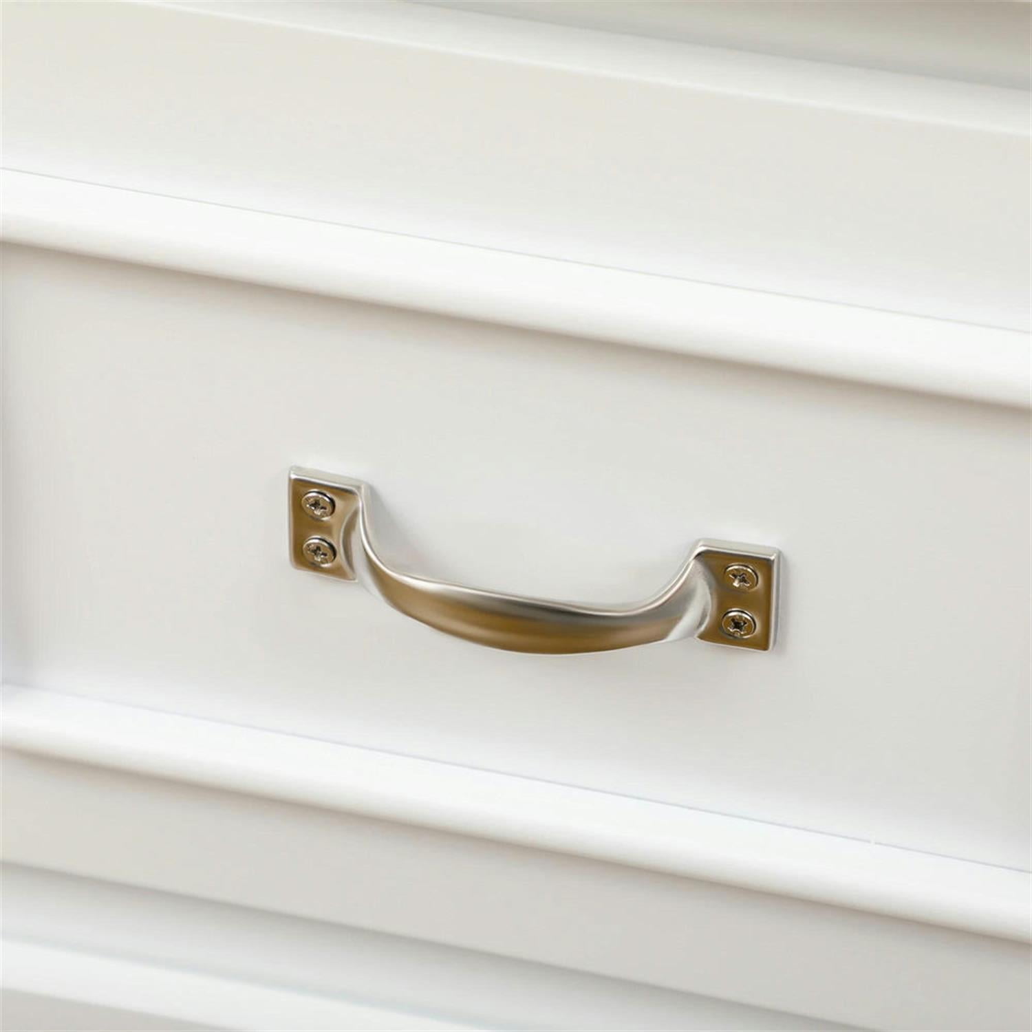 Demi Bonn Modern Office Desk with Cable Hole, Drawer and Storage Shelves, Home Computer Desk for Living Room, Office, Study Writing Table PC Desks, White