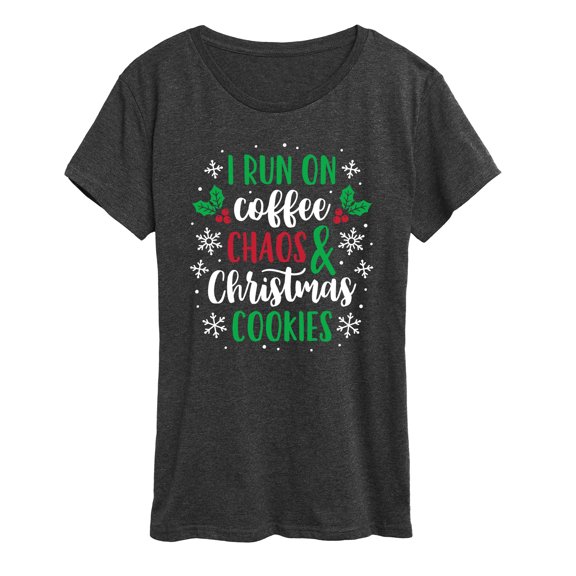 Instant Message - Coffee Chaos Christmas Cookies Women's Short Sleeve Graphic T-Shirt