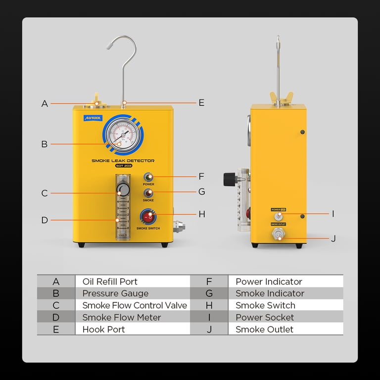 Détecteur fuite carburant 8 L/min, machine à fumée auto 2 modes, avec