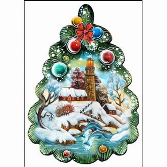 Lighthouse Tree Christmas Door Hanger