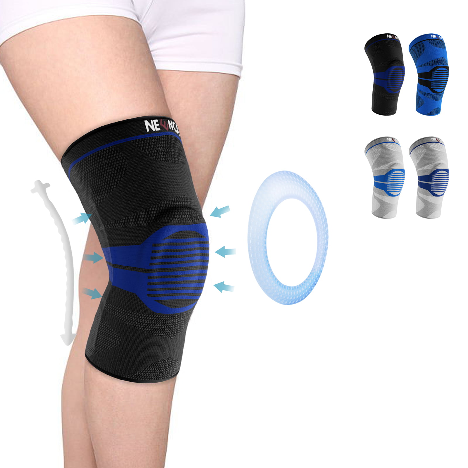 2 Knee Compression Brace Sleeve Support Sport Joint Injury Pain Relief Arthritis 