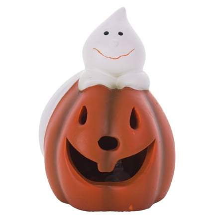 Pumpkin Shape Ceramic - Ceramic Pumpkin Silly Ghost Light-Up 5