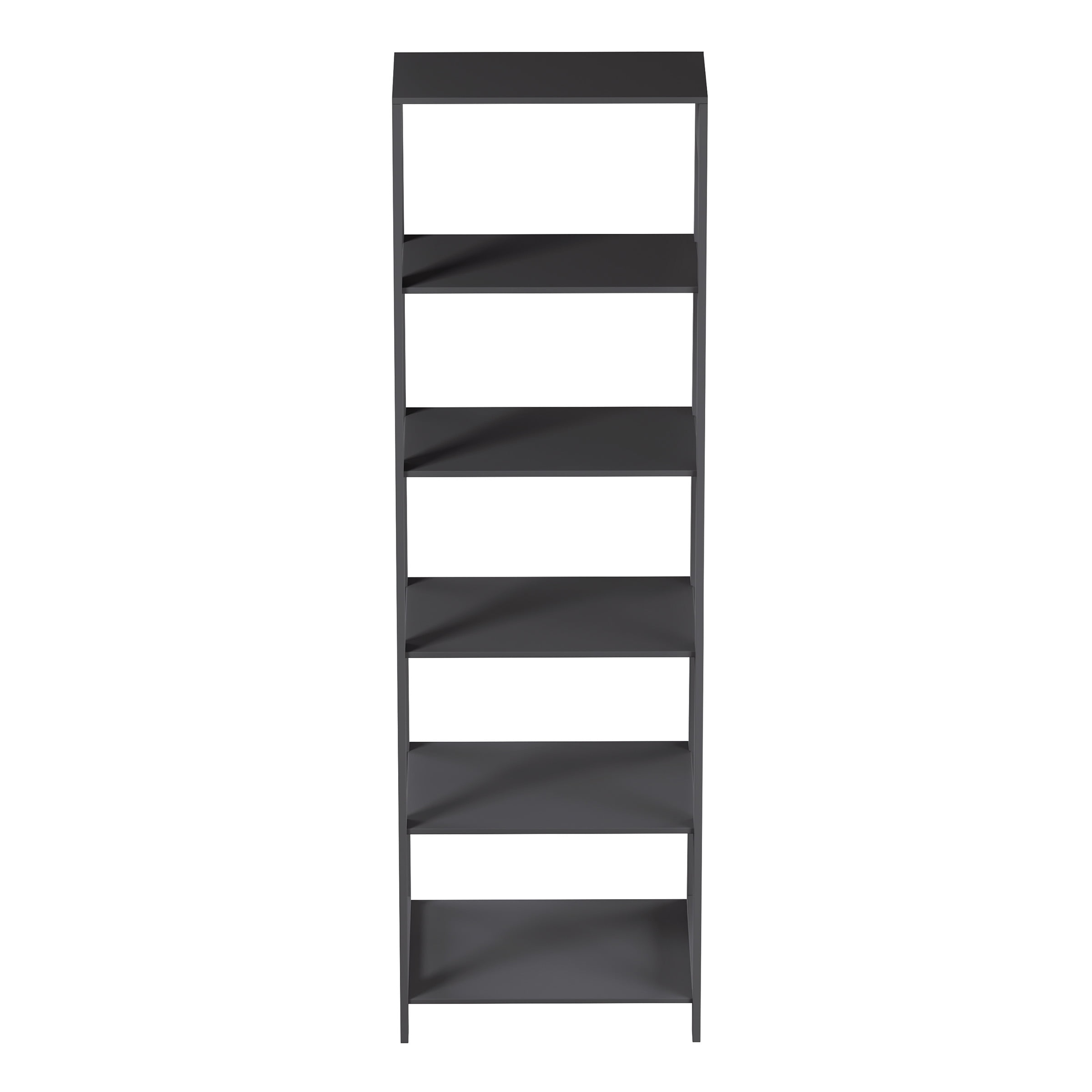Lavish Home 5-Tier Ladder Bookshelf, Leaning Decorative Shelves for Display - Wood Shelf for Living Room, Bathroom, and Kitchen Storage, Gray