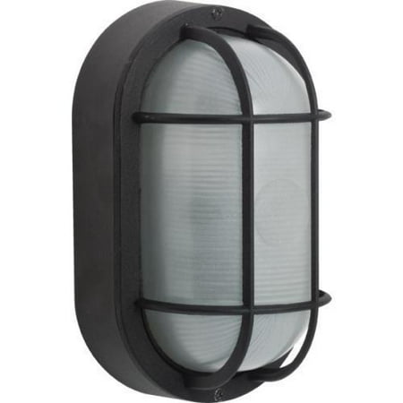 Nautical Outdoor Lighting - Outdoor Incandescent Nautical Bulkhead Oval Wall Fixture, Black
