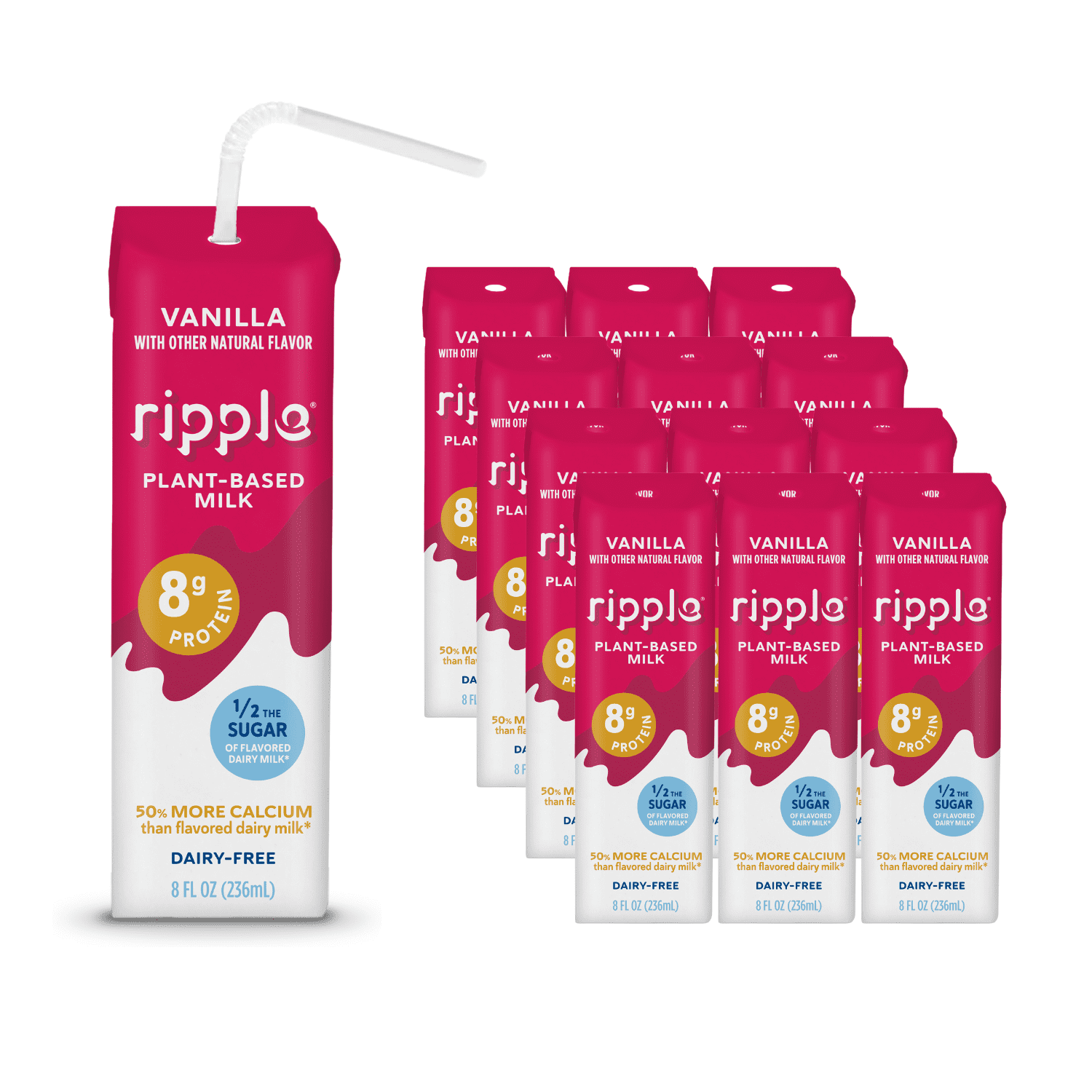 Ripple Vanilla NonDairy Milk, PlantBased, Shelf Stable, 8g Protein, 8