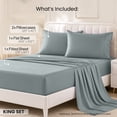 thumbnail image 4 of Lux Decor Collection King Size Sheet Set - 4 Pc King Bed Sheets Set - High GSM Brushed Microfiber Sheets - Up to 16 Inches Deep Pocket Bedding Sheets & Pillowcases, Gray, 4 of 10