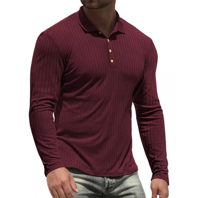 Playera Polo Casual Moda Para Hombre Slim Fit Manga Largo