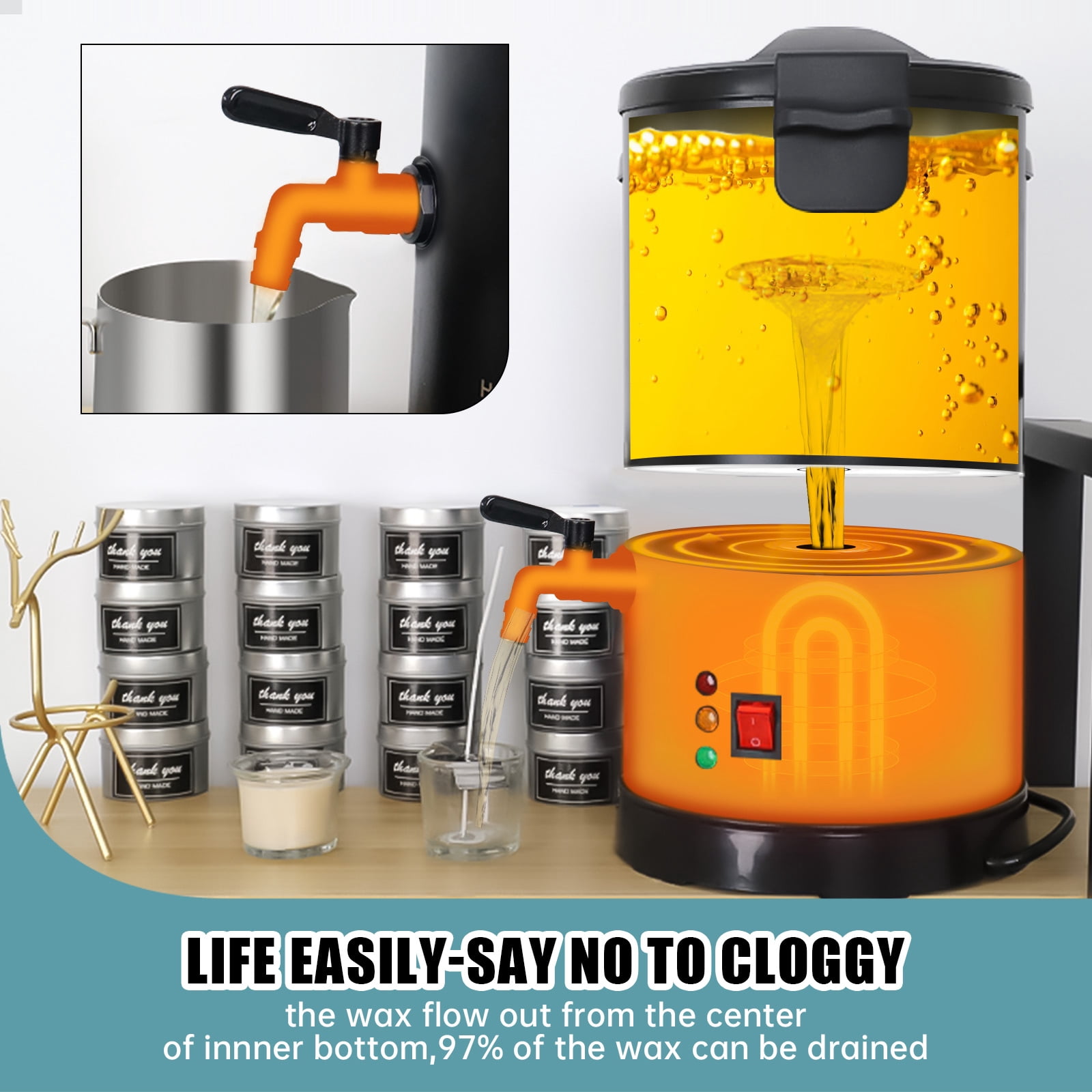 TOAUTO WMF-5L Wax Melter for Candle Making - Candle Wax Melting Pot with Faster Pour Spout and Temperature Controller, No Cloggy and Easy Clean Up