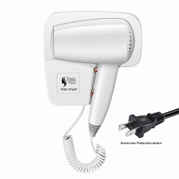 Hotel Wall Mount Hair Dryer Hairdryer for Home Bathroom Toilet Salon, 3-Speed, 1200W, White