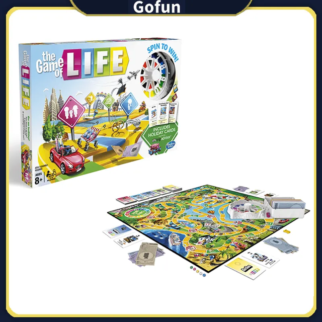 Juego de mesa Game of Life con tablero de juego, cartas y fichas