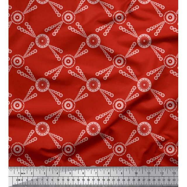 Soimoi Rayon Fabric Dots & Circle Geometric Decor Fabric Printed Yard 56 Inch Wide