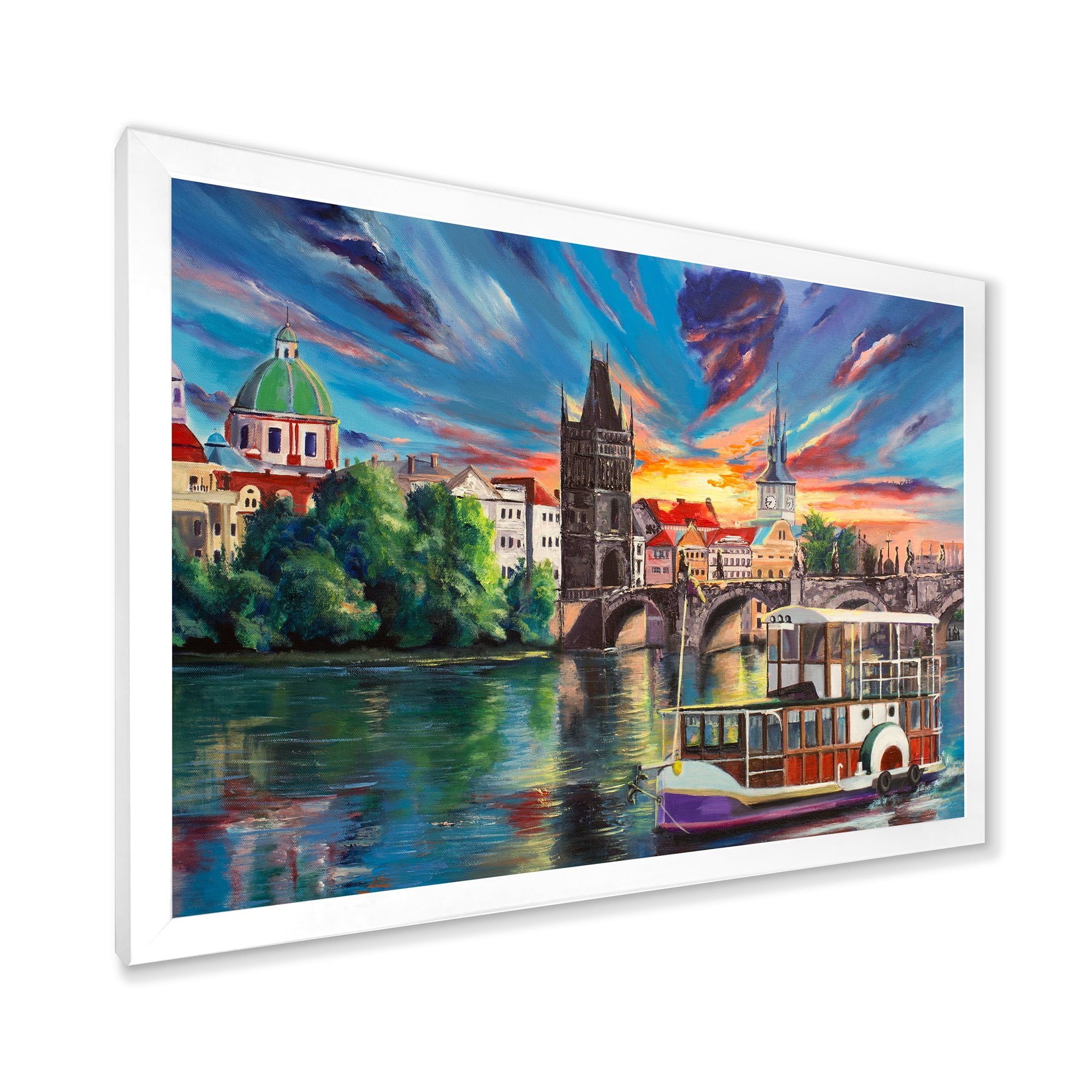 Designart 'Sunset Over Cityview Of Prague' Children's Art Framed Art Print