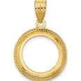 thumbnail image 3 of 14K Yellow Gold Wideband Distinguished Coin Jewelry 14Ky Polished Beaded Prong 14.0Mm Bezel Pendant - Jbsp, 3 of 5