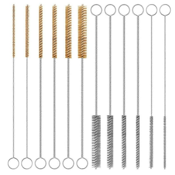 12-Pieces Brass Wire Brush Stainless Steel Wire Brush Set 12 Inch Long Bottle Brush Tube Cleaning Br