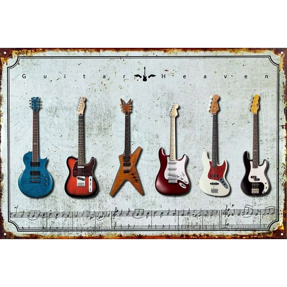 Man Cave Decor Funny Vintage Signs Guitar Music World Plaque Poster 8x12 Inches, For Bar Kitchen Living Room Garden Office Metal