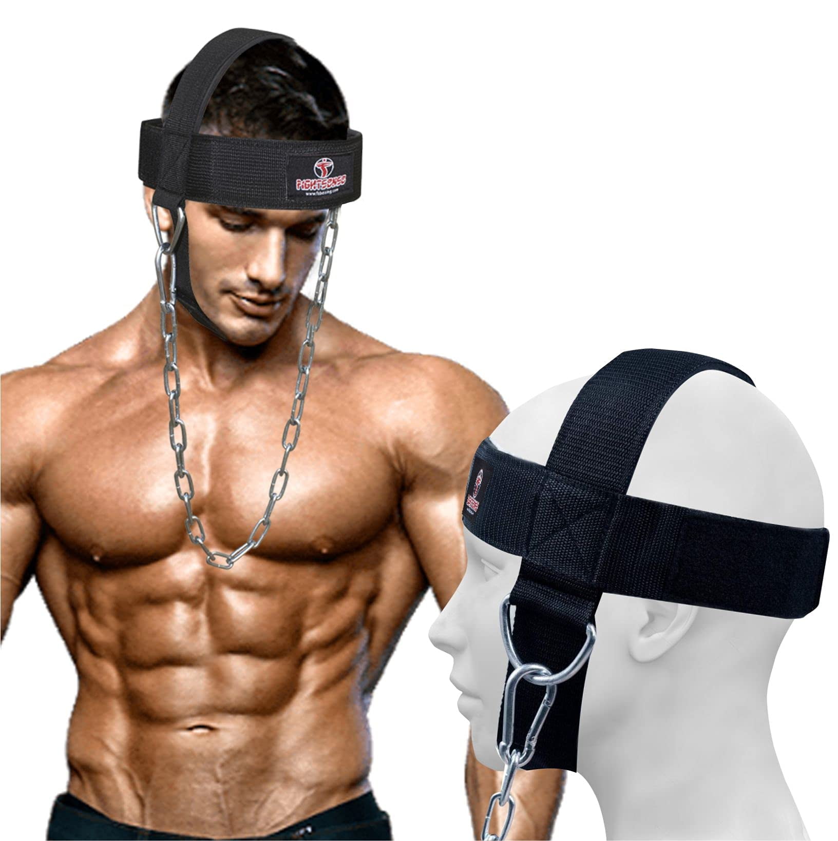 FIGHTSENSE Neck Harness for Training w/Padded & Adjustable Strap with Steel Chain.Build a Strong