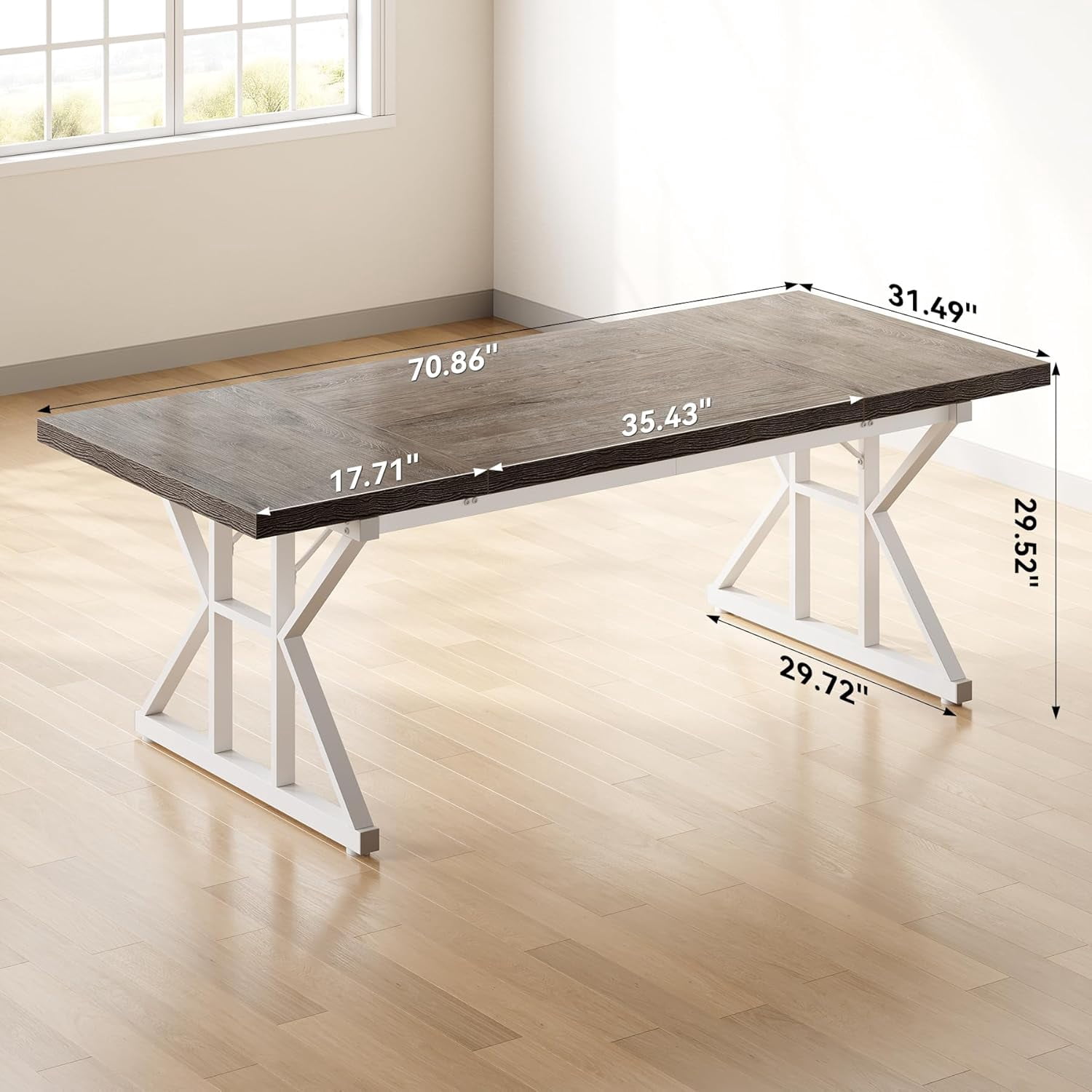 Tribesigns 70.9-Inch Executive Office Desk, Large Computer Work Desk for Home Office (Gray & White)