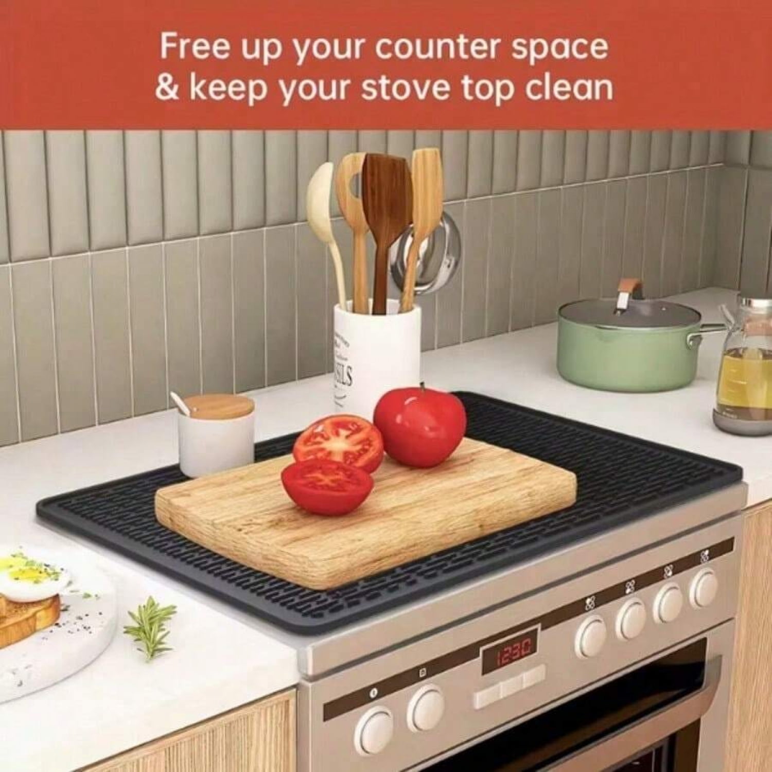 1pc Silicone Stove Top Covers - Heat Resistant, Non-Slip, Easy Clean - For Electric Stove, Glass Top Stove - Kitchen Accessories - Perfect Gift For Housewarming