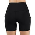thumbnail image 5 of Ecqkame Biker Shorts for Women Elastic High Waisted Solid Color Workout Shorts Tummy Control Running Yoga Shorts with Pockets Black, 5 of 7