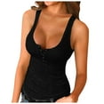 thumbnail image 3 of Women's Tank Tops Women Solid Low Cut Sexy Button Down Sleeveless Top Camisoles for Women Black L, 3 of 6