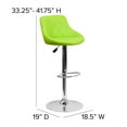 thumbnail image 6 of Flash Furniture Dale Contemporary Green Vinyl Bucket Seat Adjustable Height Barstool with Diamond Pattern Back and Chrome Base, 6 of 12