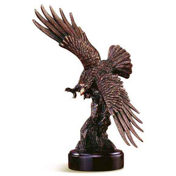 Bronze Plated Resin Sculpture Eagle Statue, 12 x 9 x 18 inch