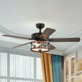 thumbnail image 4 of Gymax Lampe de Ventilateur de Plafond Rétro 52 Pieds' avec Abat-Jour en Verre, Lame Réversible, Télécommande, 4 of 10