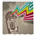 thumbnail image 3 of Ambesonne Retro Shower Curtain, Radio Party with Zig Zag, 69"Wx84"L, Pale Grey and White, 3 of 3
