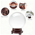 thumbnail image 3 of Qunbio 7.9" Clear Crystal Ball, 200mm Large Glass Sphere with Wood Stand for Home Decor and Gifts, 3 of 12