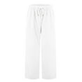 thumbnail image 4 of Women's Fuzzy Plush Pajama Pants Drawstring Elastic Waist Wide Leg Solid Color Pj Bottoms Lounge Pants White 2XL, 4 of 7