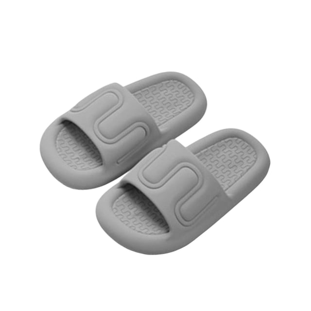Xfvqtps Shower Shoes for Mens and Womens Slide Open Toe Pattern Thick Soft Sole Lightweight Non Slip Solid Color Indoor Beach EVA Slipper Gray