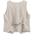 thumbnail image 6 of Amazhiyu Womens Pure Linen Sleeveless Button Down V Neck Crop Top Summer Causal Vest Waistcoat, 6 of 6