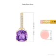 thumbnail image 2 of ANGARA Natural Cushion 4.4 ct Amethyst Drop Earrings with Diamonds in 14K Yellow Gold for Women (Size-8mm) | February Birthstone, Anniversary, Jewelry Gift for Women | Natural Amethyst Earrings, 2 of 6