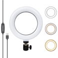 thumbnail image 1 of Anillo de luz para Selfie de 6 pulgadas con soporte, iluminación para videoconferencia, luz para cámara web con 3 modos de luz y 10 niveles de brillo, para computadora portátil, maquillaje Xemadio 2035758, 1 of 9