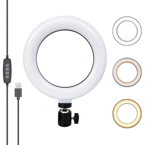 Anillo de luz para Selfie de 6 pulgadas con soporte, iluminación para videoconferencia, luz para cámara web con 3 modos de luz y 10 niveles de brillo, para computadora portátil, maquillaje Adepaton 2035758