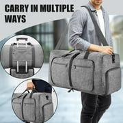 XUEYU 24 Large Travel Duffle Bag for Men, 65L Foldable Travel Duffel Bag with Shoes Compartment, Overnight Bag for Men Women Waterproof, Travel Bag for Traveling Camping Touring, Gray