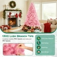 thumbnail image 6 of Costway 7.5 FT Artificial Xmas Tree with 1300 Branch Tips, 550 Warm White LED Lights 8 Modes Pink, 6 of 10