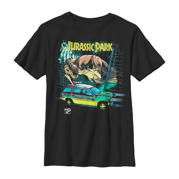 Boy's Jurassic Park Car Chase Scene Graphic Tee Black Large